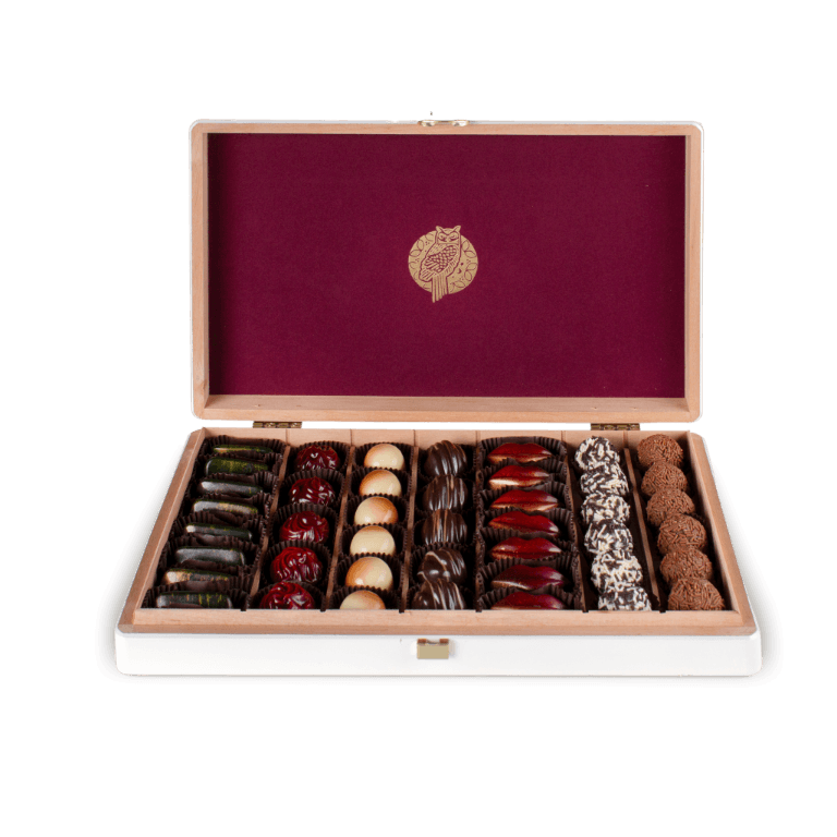 Pralines in a large box