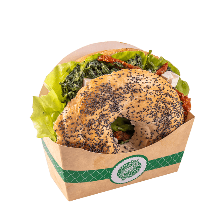 Bagel with spinach and dried tomatoes - Bagels - Breakfast offer