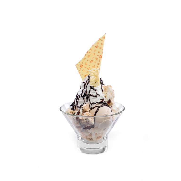 Dacquoise ice-cream dessert - In a sundae glass - Ice cream