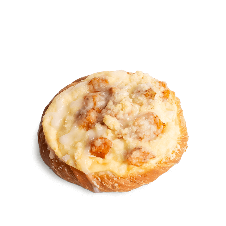 Cheese and peach yeast cake