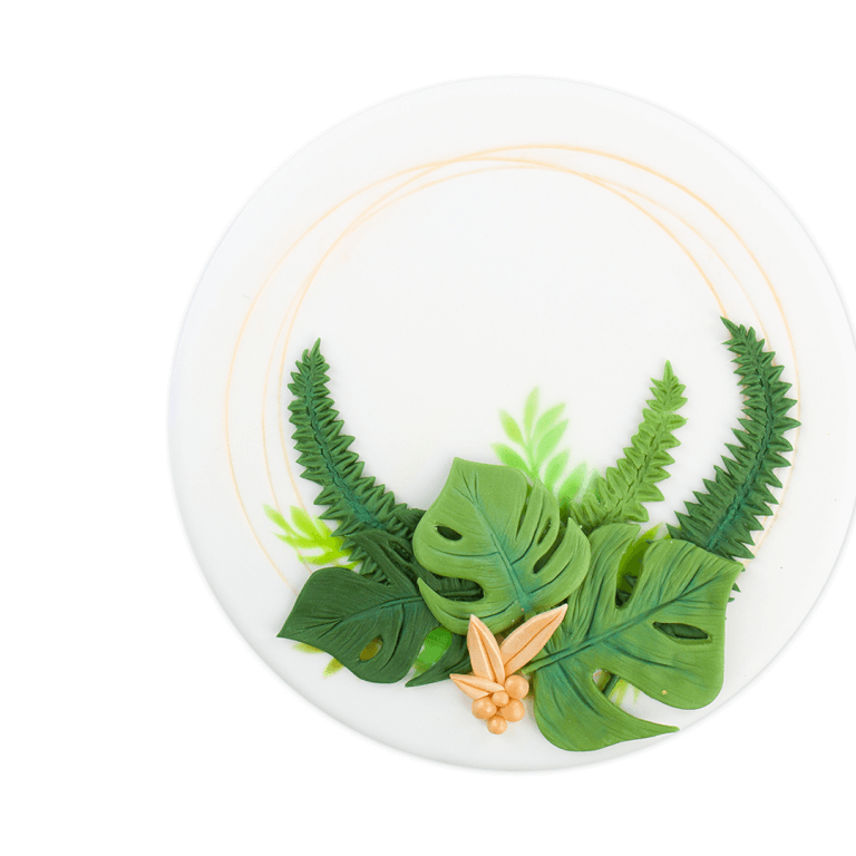 Leaves Composition Circle Cake - Extra-decorative cakes - Cakes - Zdjęcie 1