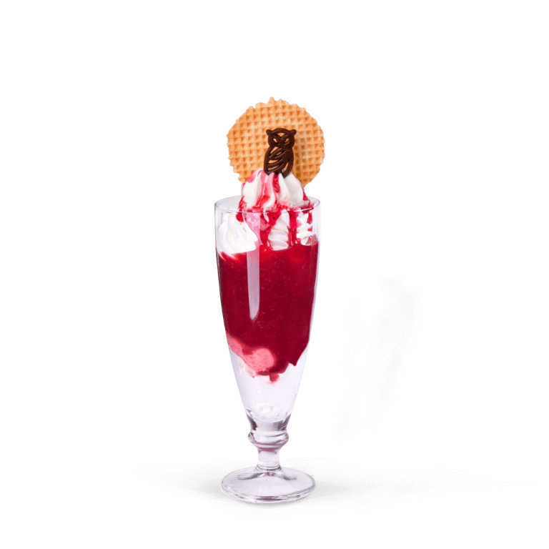 Raspberry dream ice-cream dessert - In a sundae glass - Ice cream