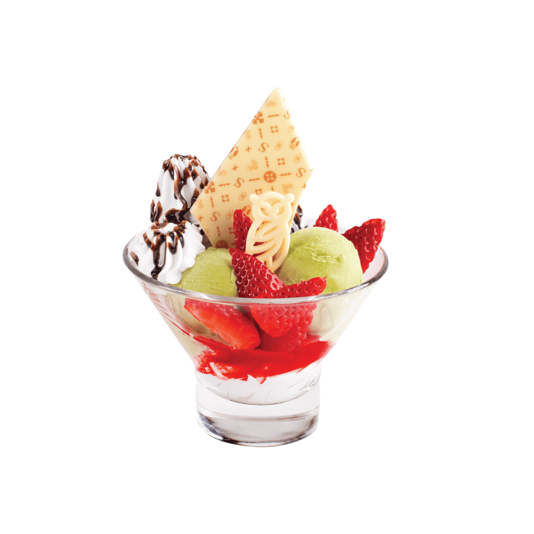 pistachio ice-cream dessert - In a sundae glass - Ice cream