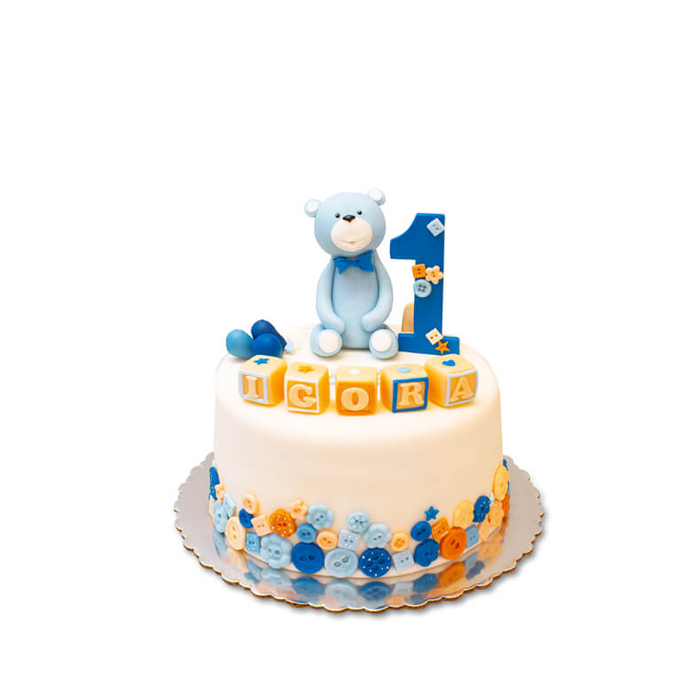 First Birthday Blue Bear Cake - Extra-decorative cakes - Cakes