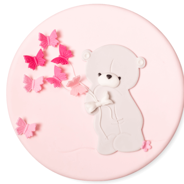Tort Miś z motylkami różowy - Torty dla dzieci - Torty - Zdjęcie 1
