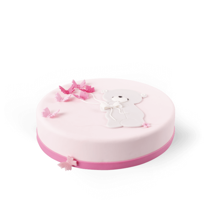 Tort Miś z motylkami różowy