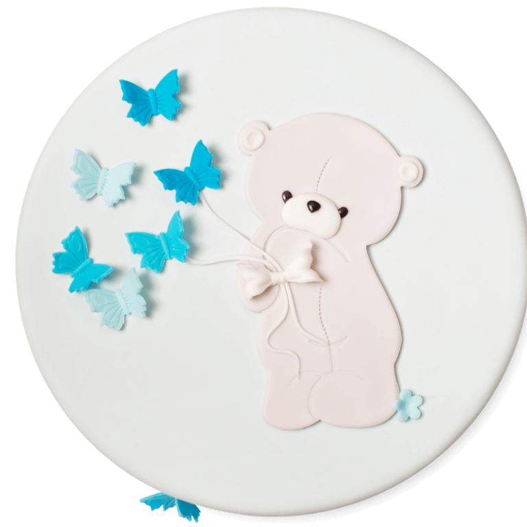 Teddy bear with butterflys (blue) - Sowa Kids Cakes - Cakes - Zdjęcie 1